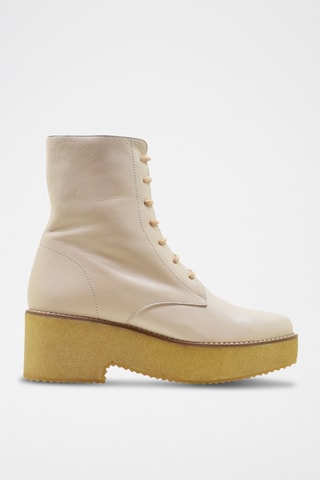 Bottines en croûte de cuir - Taupe