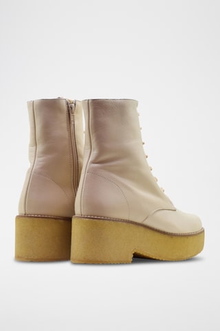 Bottines en croûte de cuir - Taupe