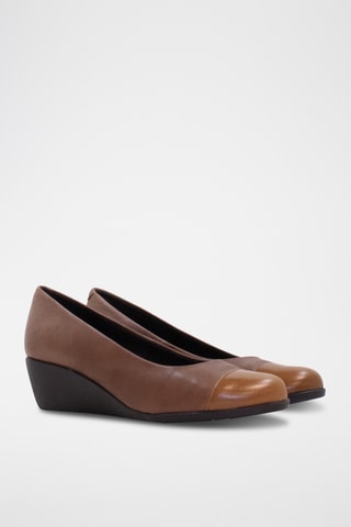Ballerines compensées en cuir - Camel