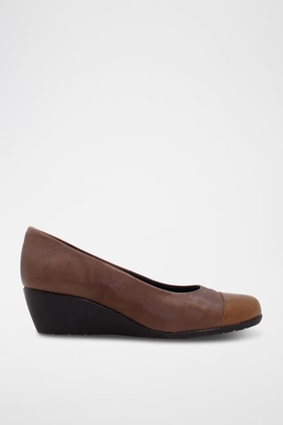 Ballerines compensées en cuir - Camel