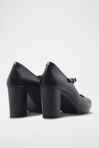 Salomés à talons en cuir - Noir
