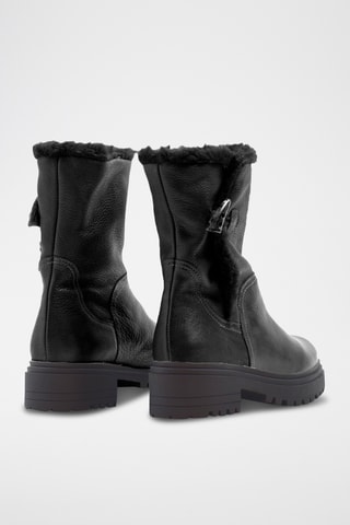 Bottines fourrées en cuir - Noir