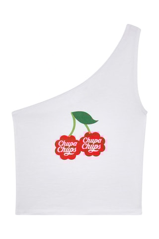 Asymmetrische Crop Top Chupa Chups® Wit