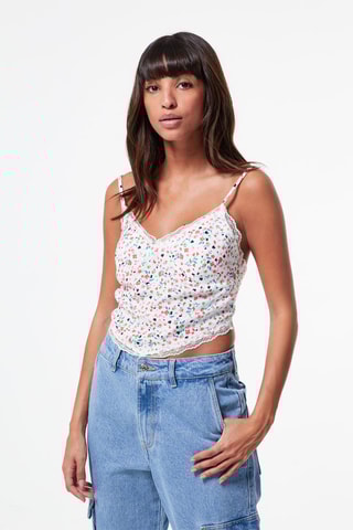 Crop top Wit en Turquoise
