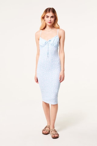 Vestido midi Branco e azul-claro