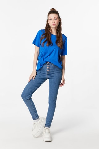 Jeans Skinny Hoge Taille Marineblauw