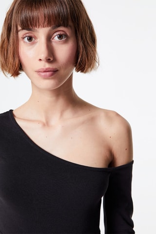 Asymmetrische Bodysuit Zwart