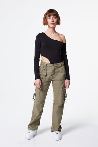 Asymmetrische Bodysuit Zwart