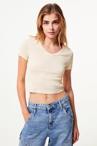 Kort T-shirt Beige