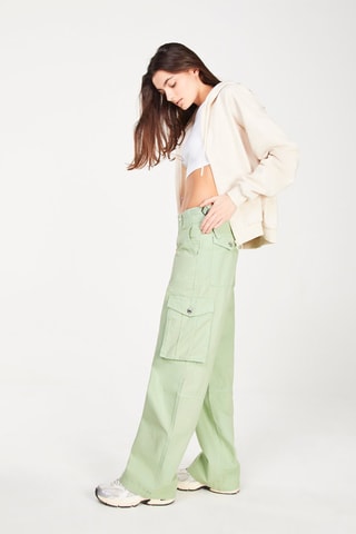 Cargobroek Wide Legs Hoge Taille - Zeegroen