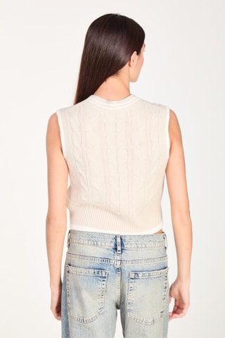 Camisola curta sem mangas - Creme