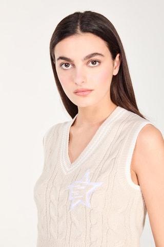 Camisola curta sem mangas - Creme