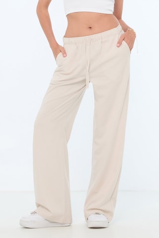 Soepelvallende Broek Hoge Taille - Beige