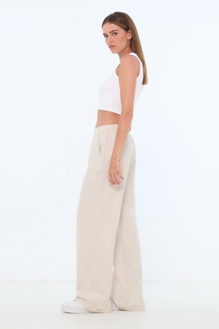 Soepelvallende Broek Hoge Taille - Beige