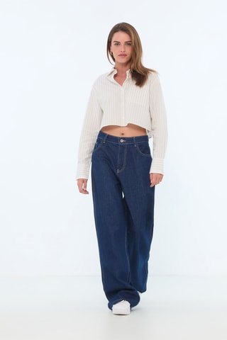 Korte Blouse - Blauw en grijs