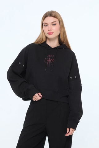 Sweater met capuchon - Zwart
