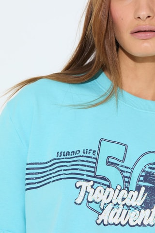 Oversized Crop Top - Turquoise