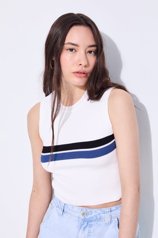 Mouwloze top - Ecru