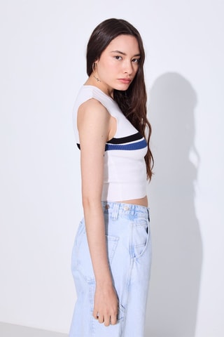 Mouwloze top - Ecru