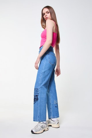 Rechte Jeans Hoge Taille - Denimblauw