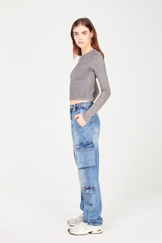 Cargojeans Hoge Taille - Denimblauw