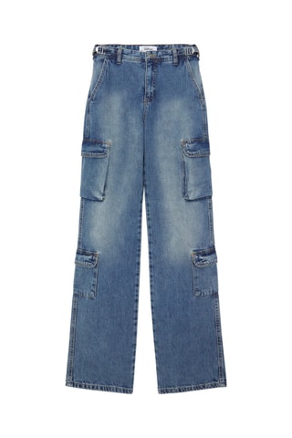 Cargojeans Hoge Taille - Denimblauw