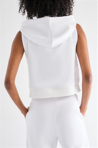Mouwloze sweater met capuchon - Wit
