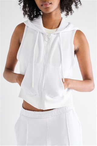 Mouwloze sweater met capuchon - Wit