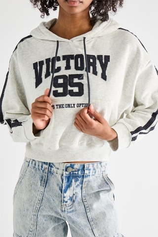 Sweater met Capuchon - Gemêleerd Lichtgrijs