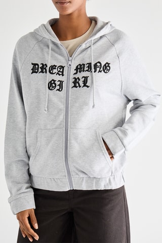 Sweater met Capuchon - Gemêleerd Lichtgrijs