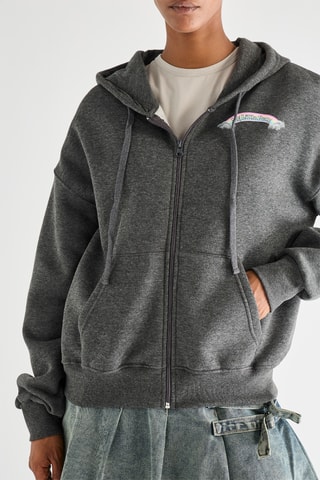 Sweater met Capuchon - Gemêleerd Donkergrijs