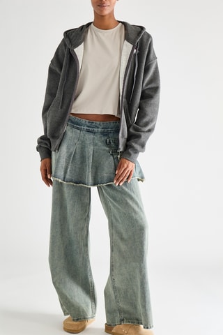 Sweater met Capuchon - Gemêleerd Donkergrijs