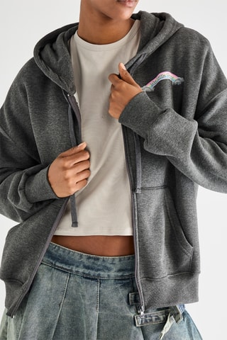 Sweater met Capuchon - Gemêleerd Donkergrijs