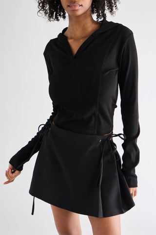 Top met capuchon - Zwart