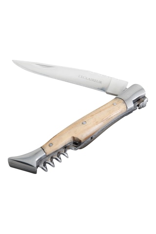 Couteau pliable en bois de genévrier et acier inoxydable - 9,7 cm