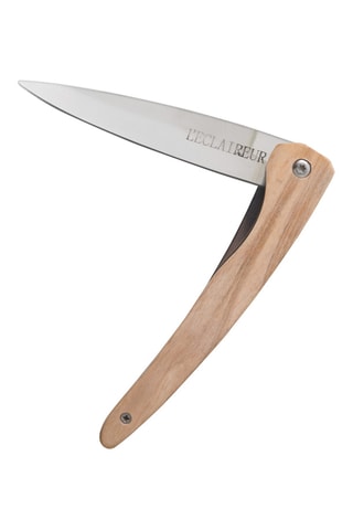 Couteau pliable en bois d'olivier et acier inoxydable - 10 cm