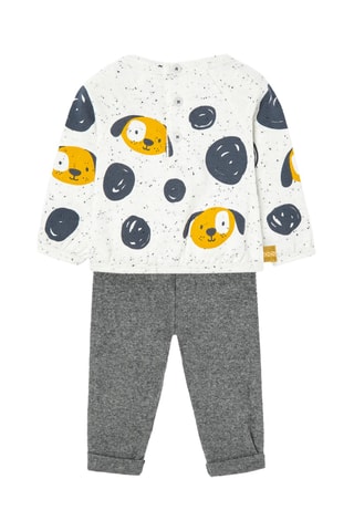 T-shirt en Broek - Wit en Gemêleerd Donkergrijs