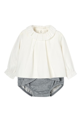 Bodysuit en Panty - Wit en Gemêleerd Donkergrijs