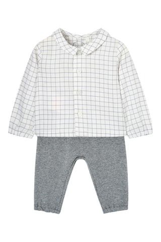 Blouse en Broek - Wit en Gemêleerd Grijs