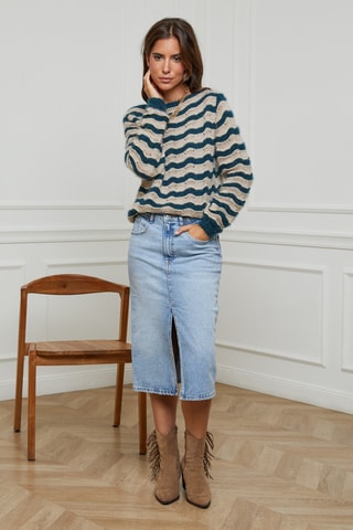 Pull - Bleu canard et beige