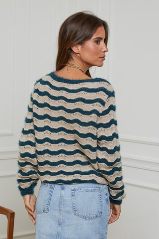 Pull - Bleu canard et beige