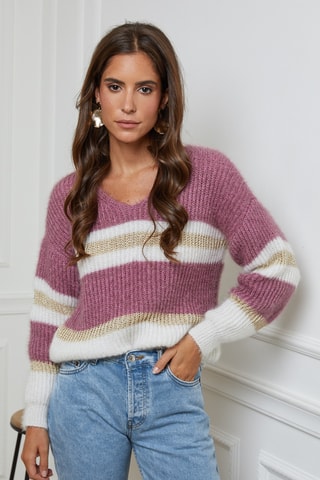 Pull - Rose et blanc