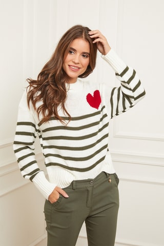 Pull - Kaki et blanc