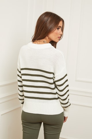 Pull - Kaki et blanc
