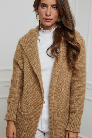 Gilet long à capuche - Camel