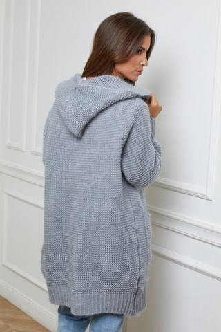 Gilet long à capuche - Gris