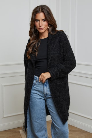 Gilet long à capuche - Noir
