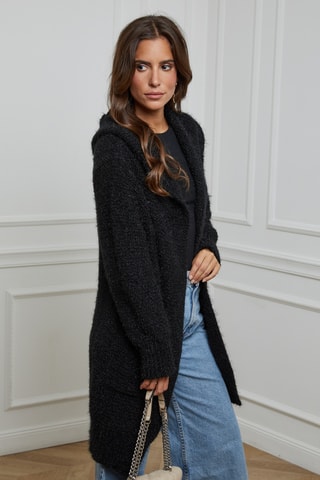 Gilet long à capuche - Noir