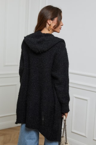 Gilet long à capuche - Noir