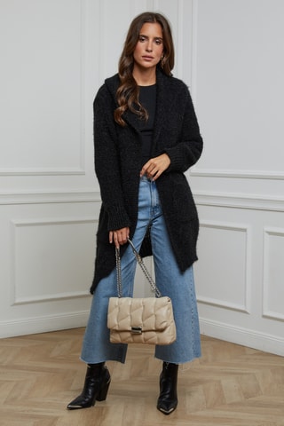 Gilet long à capuche - Noir